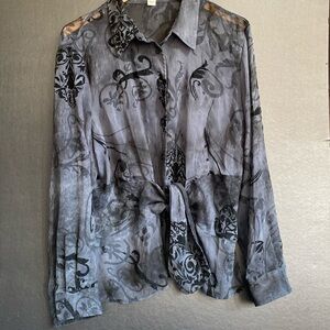 ROBERT KITCHEN Sheer Blouse w/Velvet